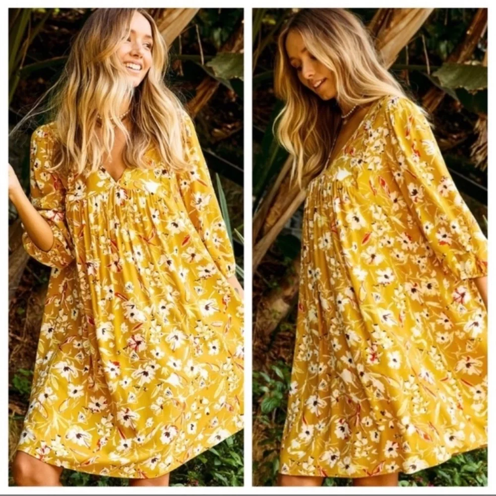 New Comfy Lightweight Boho Floral Tunic Dress - Picture 5 of 6